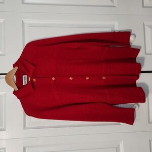 Vintage San Remo By Laura Knits Red Cardigan Size LG Old Money Preppy Retro